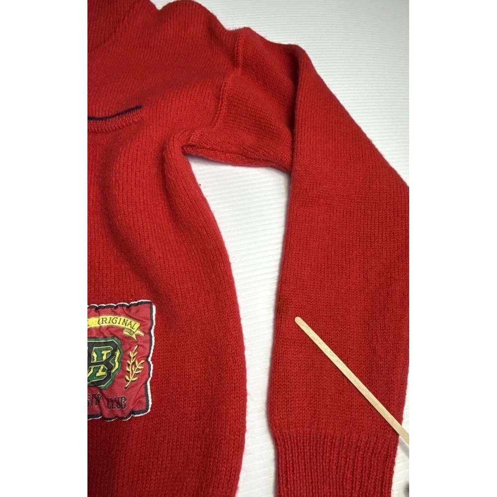 1980s B-D BAGGIES 100% WOOL Red Large PULLOVER SWEATER Made In Hongkong Women - Picture 6 of 8